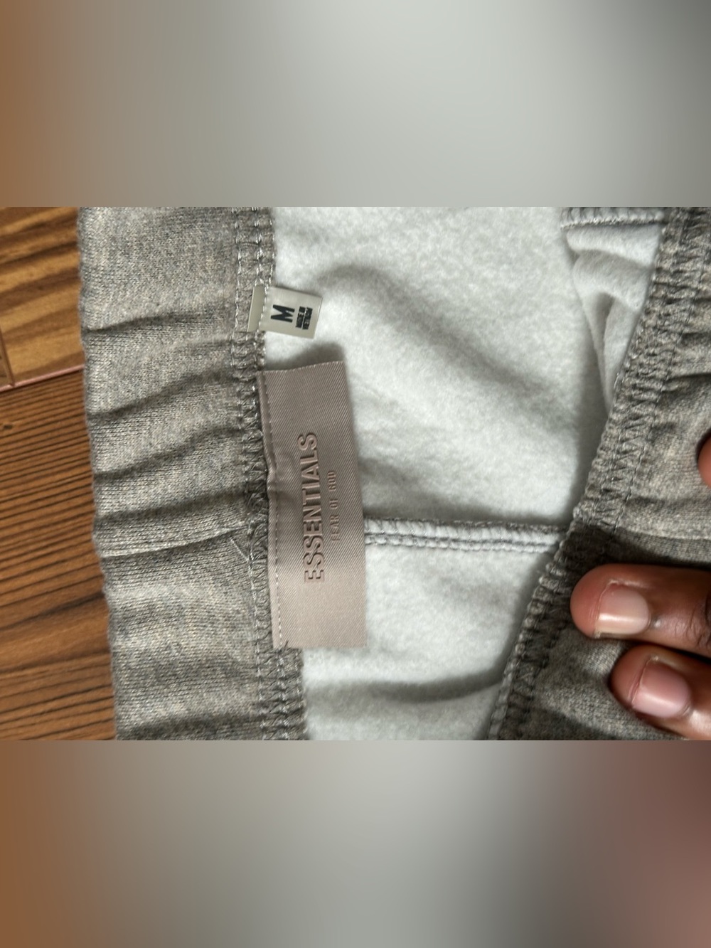 Essentials Men’s Heather Beige Drawstring Shorts - Picture 3 of 3